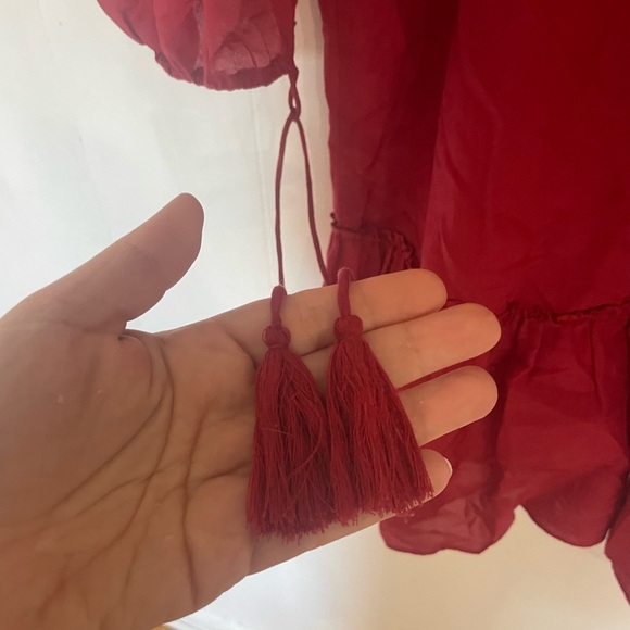 Derek Lam 10 Crosby Lane boho mini dress red tassels size 8 - Picture 6 of 11